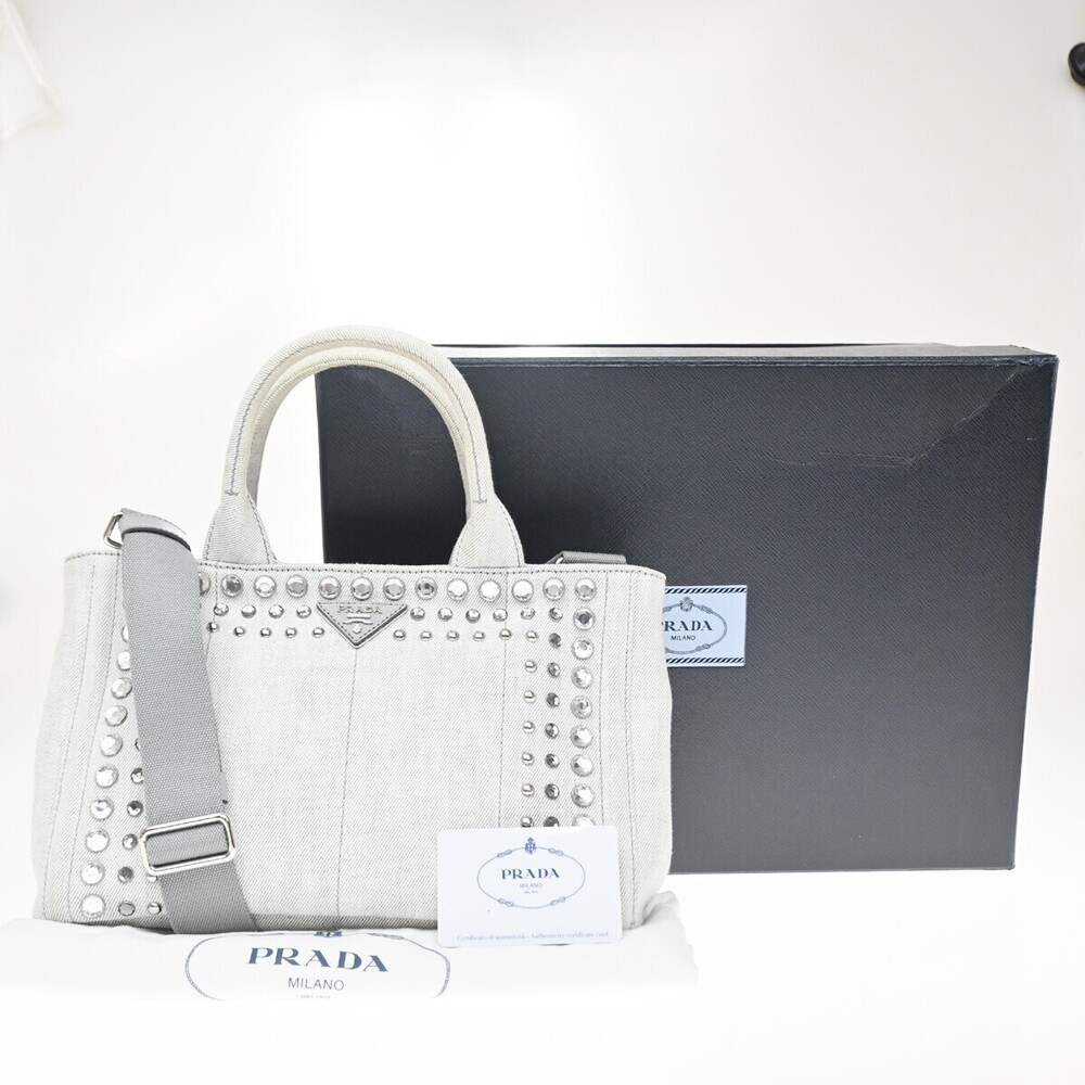 Prada Canapa Convertible Rhinestone Embellished Canvas Medium